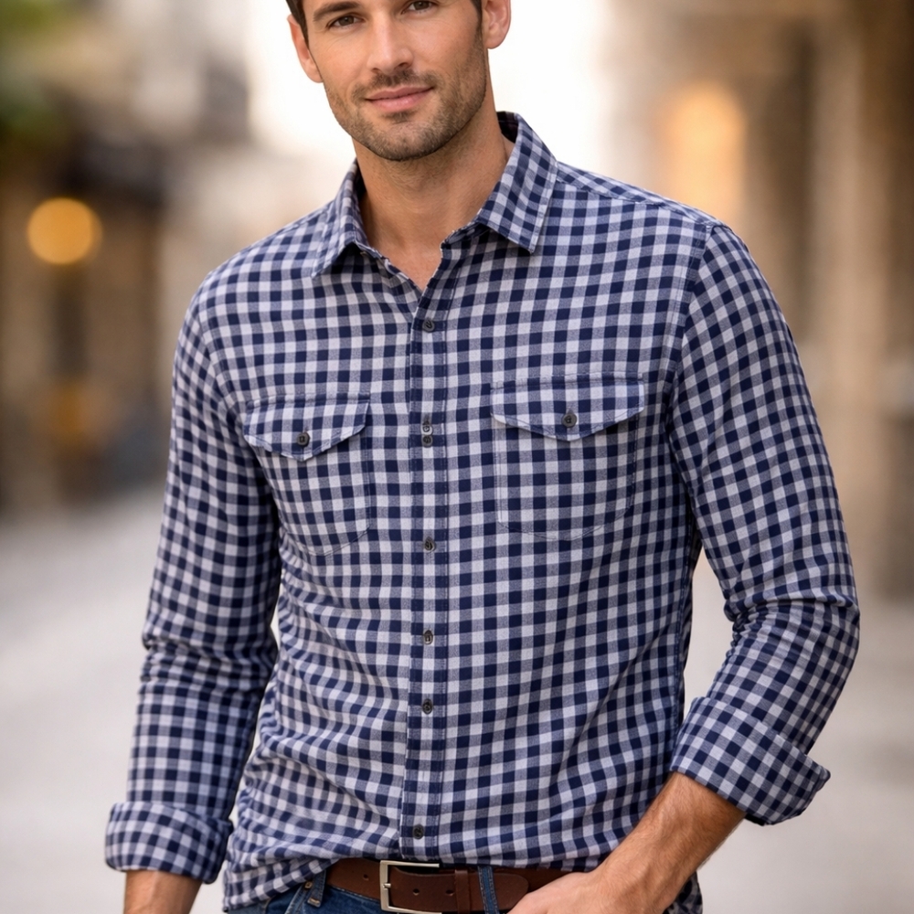 Bonobos Casual checkered button front shirt in two/tone blue size XS -Slim. NWOT